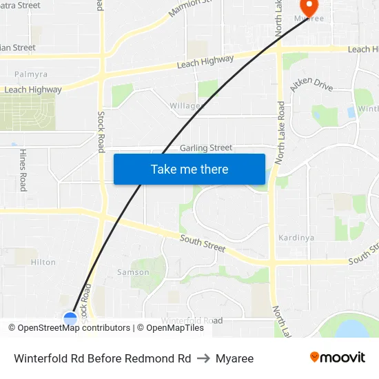 Winterfold Rd Before Redmond Rd to Myaree map