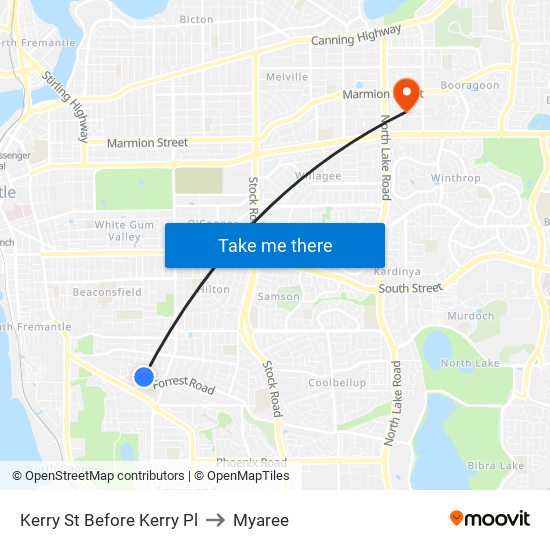 Kerry St Before Kerry Pl to Myaree map