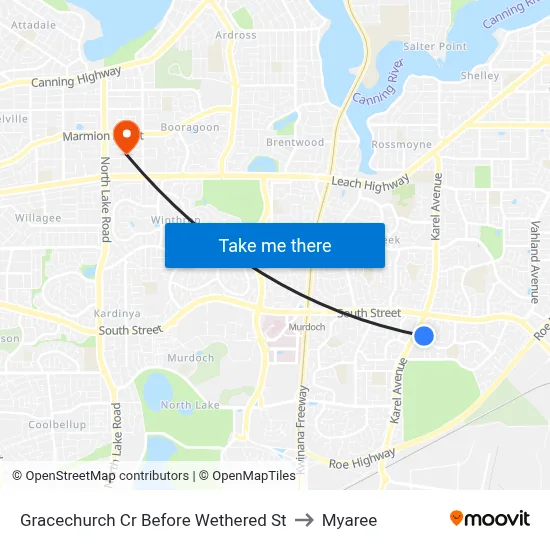 Gracechurch Cr Before Wethered St to Myaree map