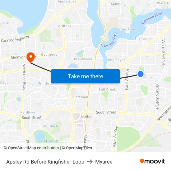 Apsley Rd Before Kingfisher Loop to Myaree map