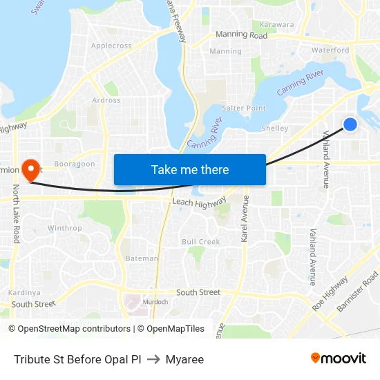 Tribute St Before Opal Pl to Myaree map