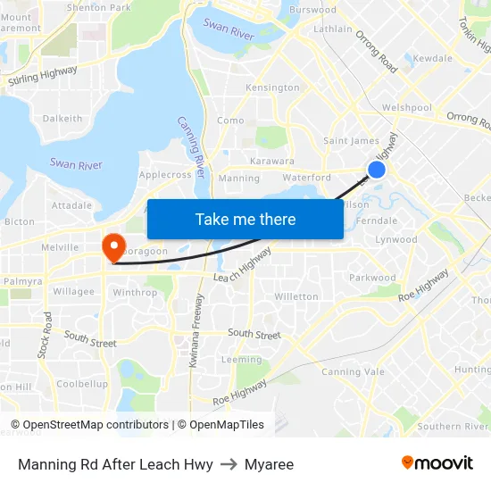 Manning Rd After Leach Hwy to Myaree map