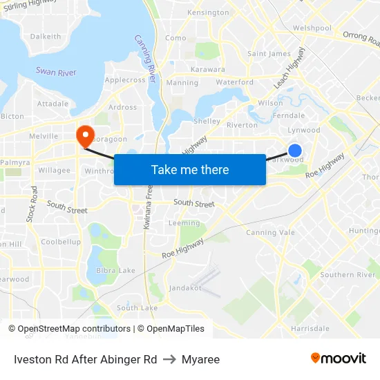 Iveston Rd After Abinger Rd to Myaree map