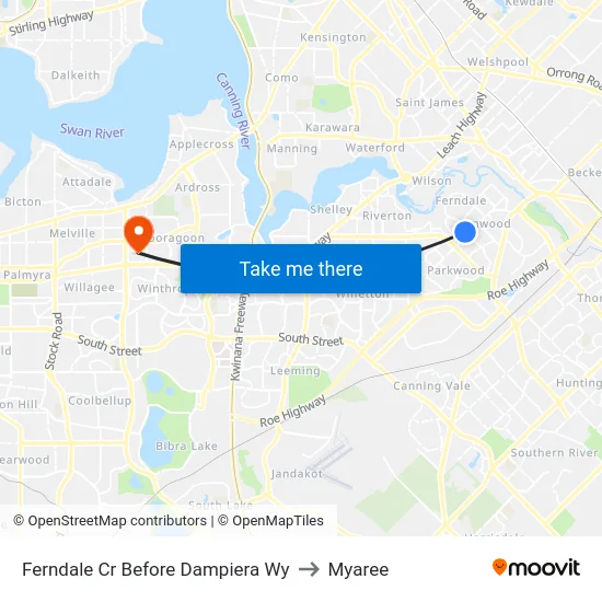 Ferndale Cr Before Dampiera Wy to Myaree map