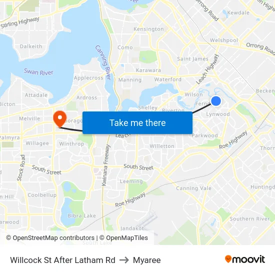 Willcock St After Latham Rd to Myaree map