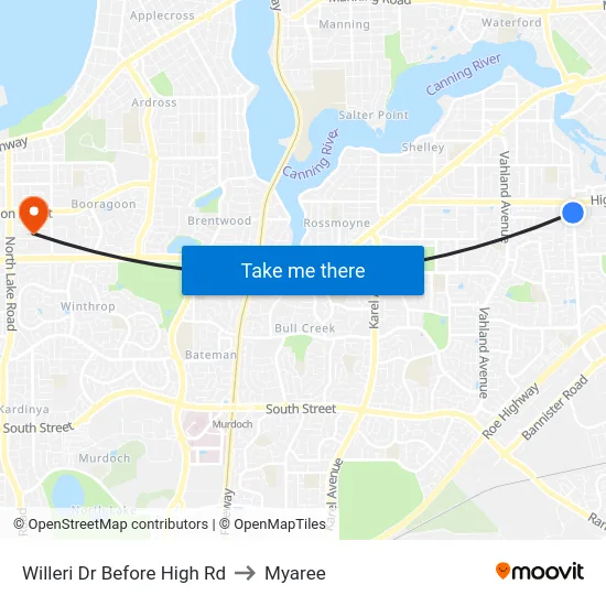 Willeri Dr Before High Rd to Myaree map