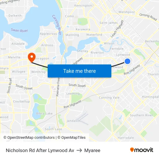 Nicholson Rd After Lynwood Av to Myaree map