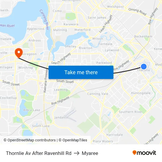 Thornlie Av After Ravenhill Rd to Myaree map