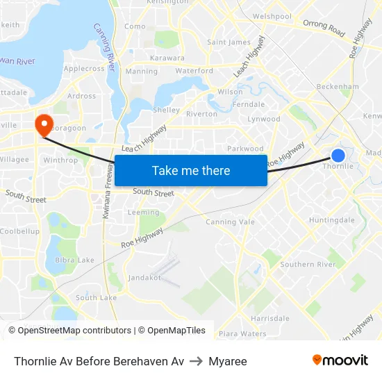 Thornlie Av Before Berehaven Av to Myaree map
