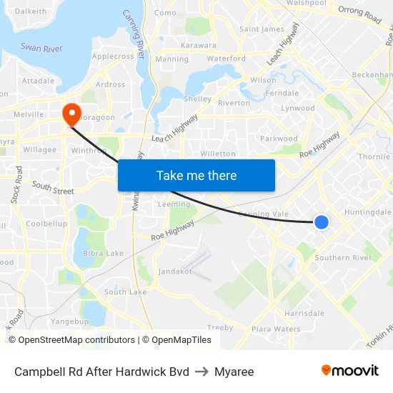 Campbell Rd After Hardwick Bvd to Myaree map