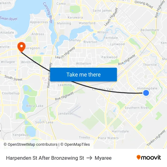 Harpenden St After Bronzewing St to Myaree map