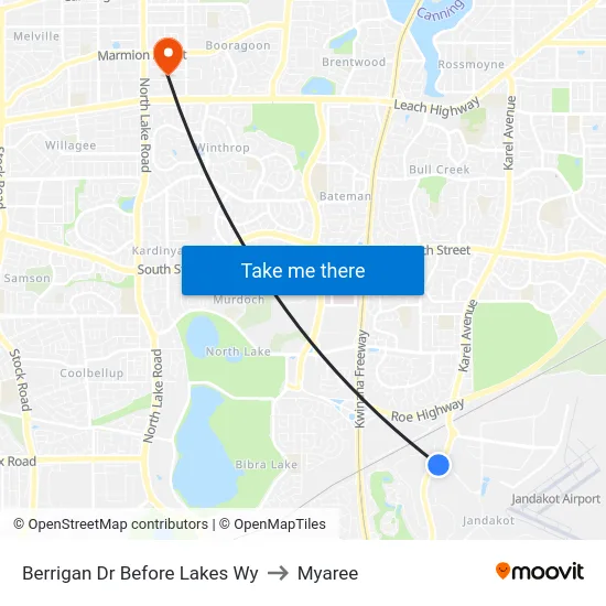 Berrigan Dr Before Lakes Wy to Myaree map