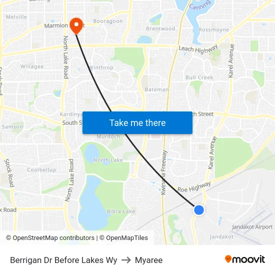 Berrigan Dr Before Lakes Wy to Myaree map