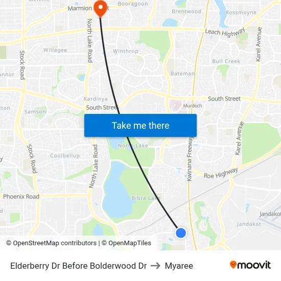 Elderberry Dr Before Bolderwood Dr to Myaree map