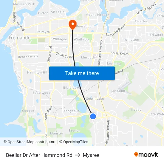 Beeliar Dr After Hammond Rd to Myaree map