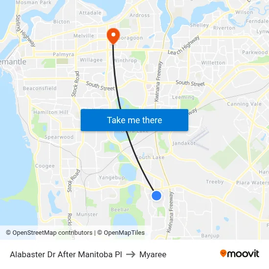 Alabaster Dr After Manitoba Pl to Myaree map