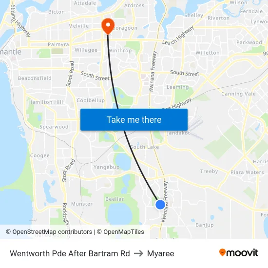 Wentworth Pde After Bartram Rd to Myaree map