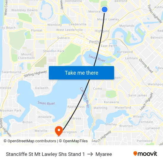Stancliffe St Mt Lawley Shs Stand 1 to Myaree map