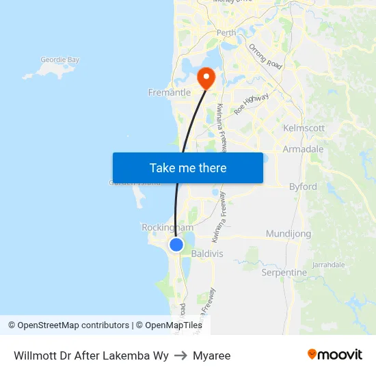 Willmott Dr After Lakemba Wy to Myaree map