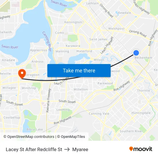 Lacey St After Redcliffe St to Myaree map