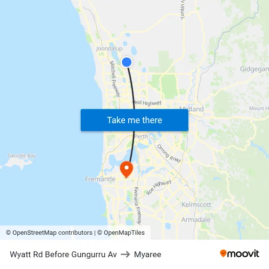 Wyatt Rd Before Gungurru Av to Myaree map