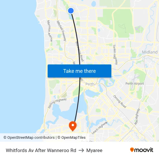 Whitfords Av After Wanneroo Rd to Myaree map
