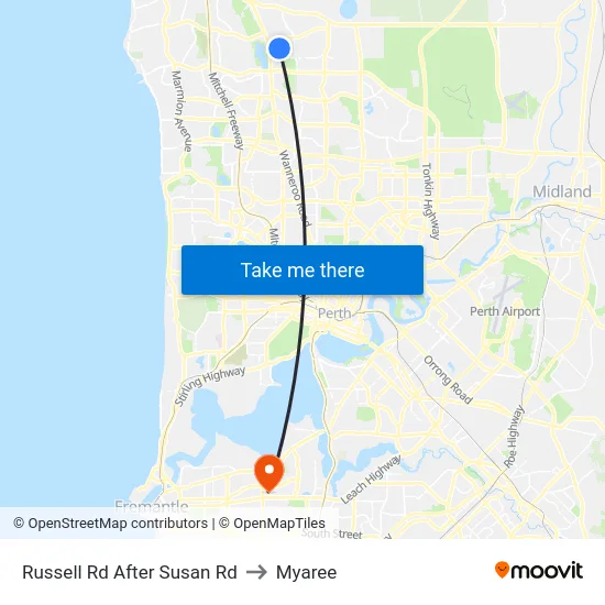 Russell Rd After Susan Rd to Myaree map