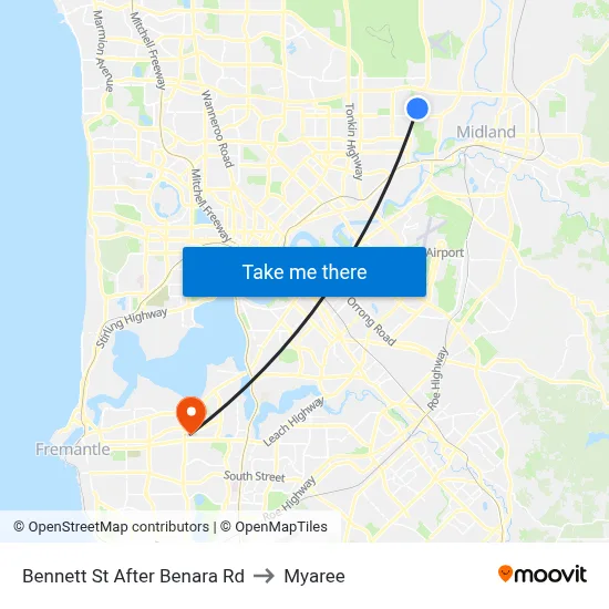 Bennett St After Benara Rd to Myaree map