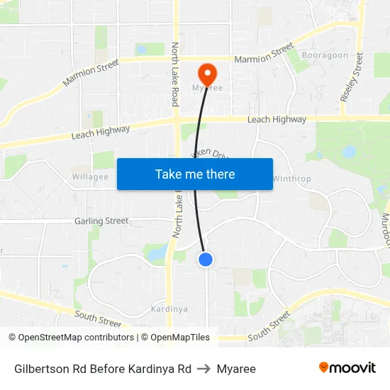 Gilbertson Rd Before Kardinya Rd to Myaree map
