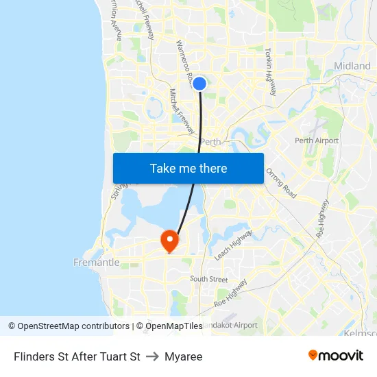 Flinders St After Tuart St to Myaree map