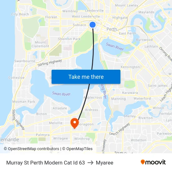 Murray St Perth Modern Cat Id 63 to Myaree map
