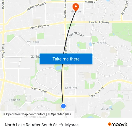 North Lake Rd After South St to Myaree map