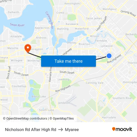 Nicholson Rd After High Rd to Myaree map