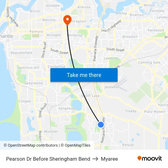 Pearson Dr Before Sheringham Bend to Myaree map