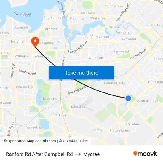 Ranford Rd After Campbell Rd to Myaree map