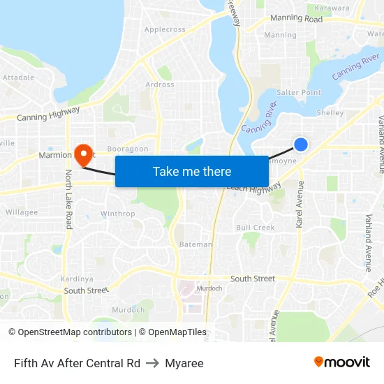 Fifth Av After Central Rd to Myaree map