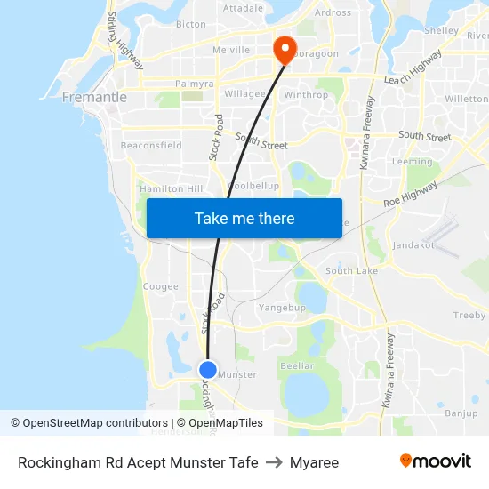Rockingham Rd Acept Munster Tafe to Myaree map