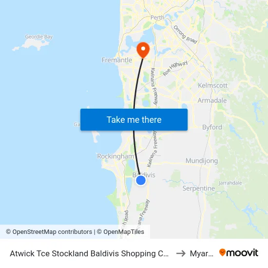 Atwick Tce Stockland Baldivis Shopping Centre to Myaree map