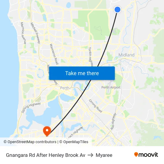 Gnangara Rd After Henley Brook Av to Myaree map