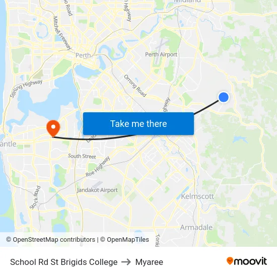School Rd St Brigids College to Myaree map