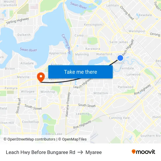 Leach Hwy Before Bungaree Rd to Myaree map