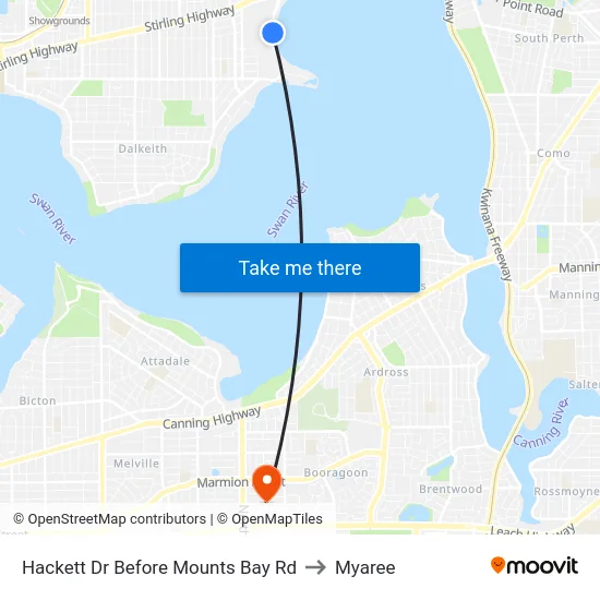Hackett Dr Before Mounts Bay Rd to Myaree map