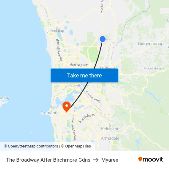 The Broadway   After Birchmore Gdns to Myaree map