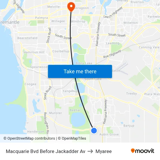 Macquarie Bvd Before Jackadder Av to Myaree map
