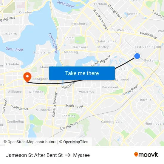 Jameson St After Bent St to Myaree map