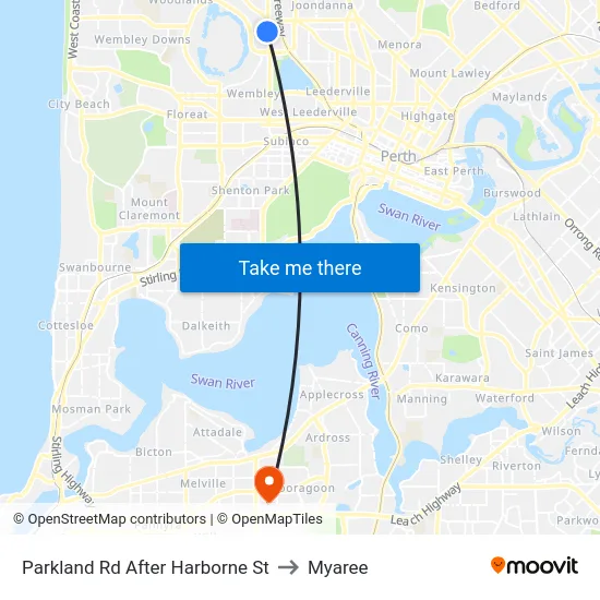 Parkland Rd After Harborne St to Myaree map