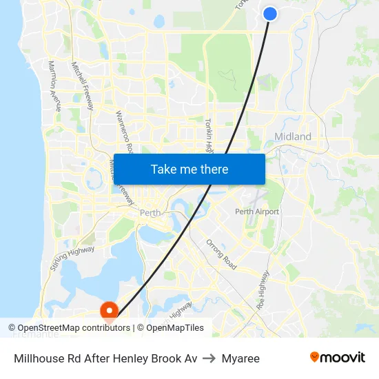 Millhouse Rd After Henley Brook Av to Myaree map
