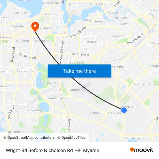 Wright Rd Before Nicholson Rd to Myaree map