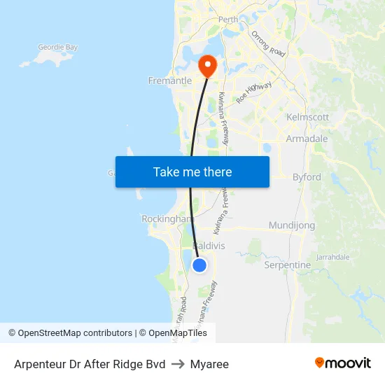 Arpenteur Dr After Ridge Bvd to Myaree map