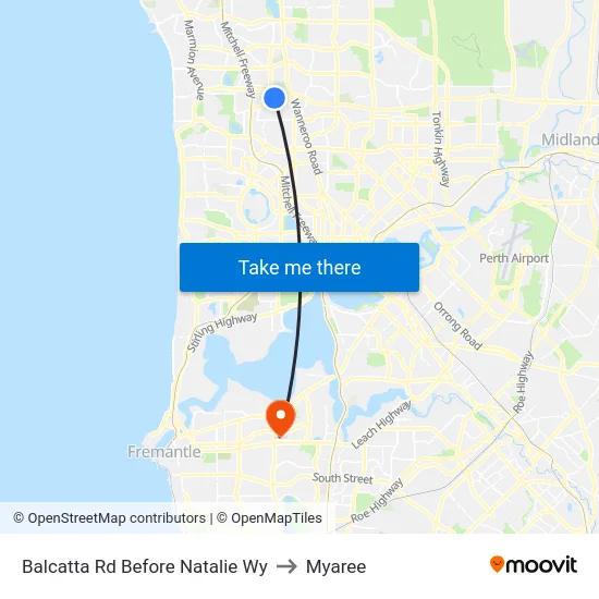 Balcatta Rd Before Natalie Wy to Myaree map